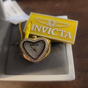 Invicta Angel Gold Heart-Shaped Women's Ring Watch